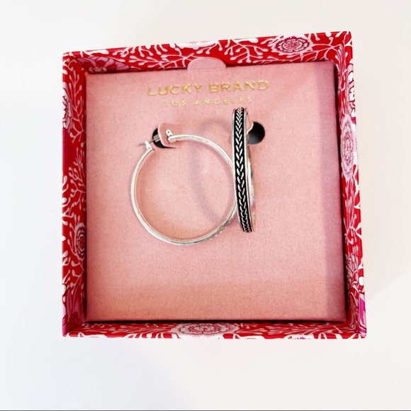 Lucky Brand Jewelry - Lucky Brand New In Box Silver Hoop Braided Earrings